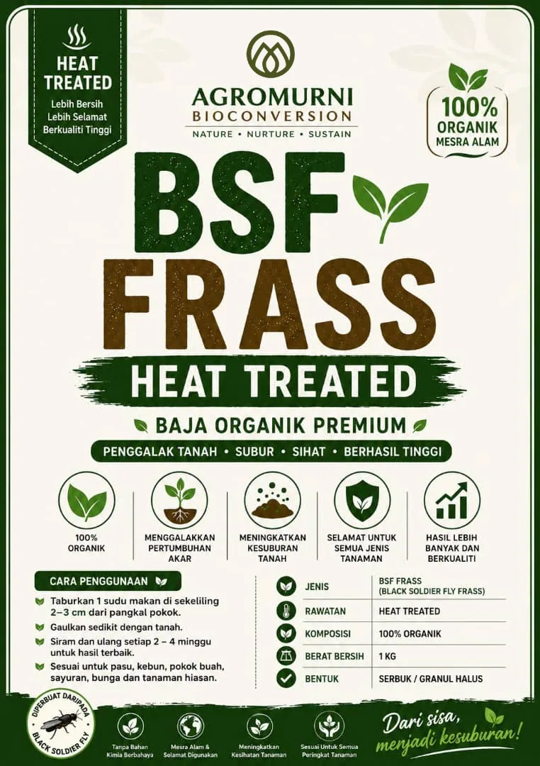 BSF Frass product label with specifications